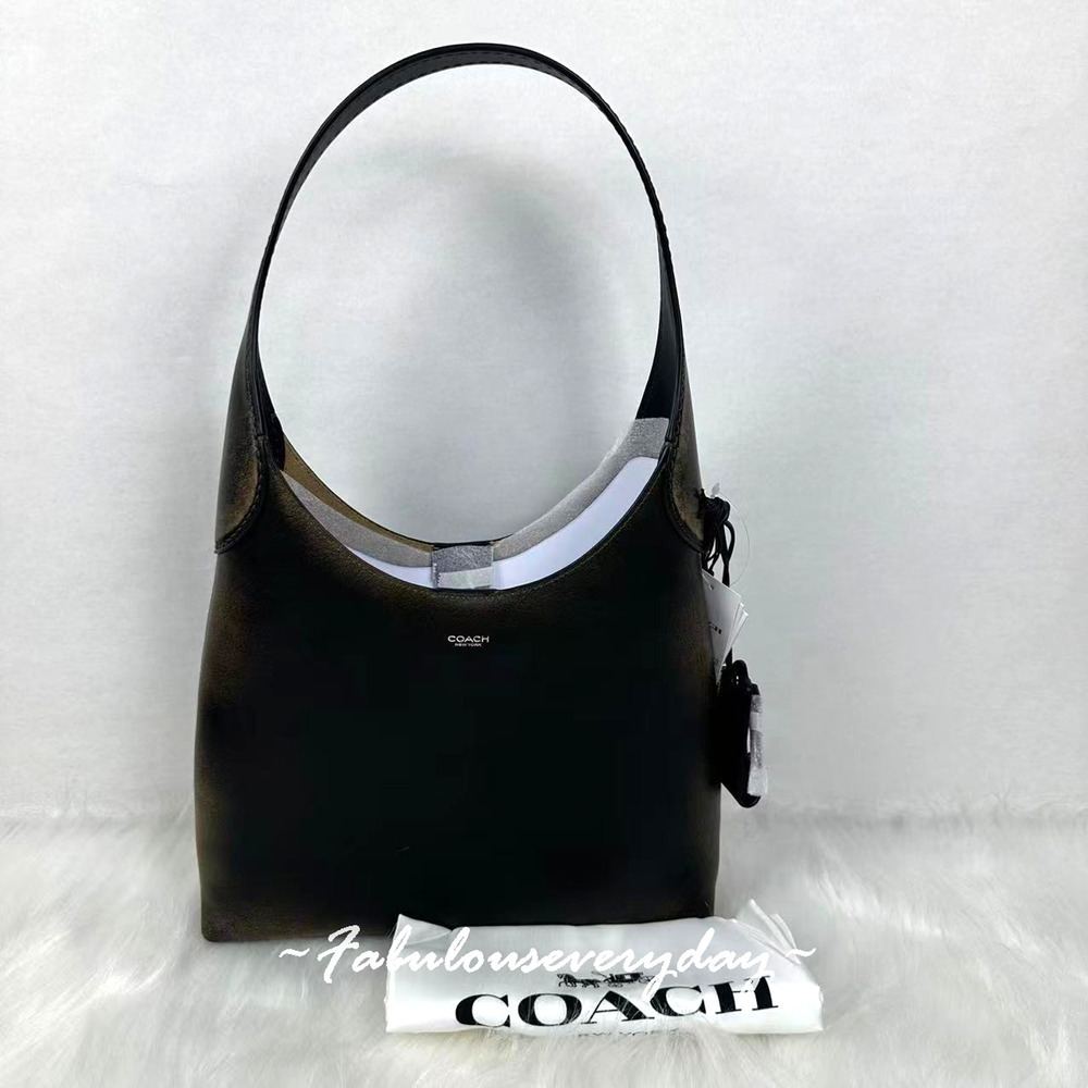 Coach Brooklyn Shoulder Bag 28 In Loved Leather Silver/Black Brown CBH44 NWT